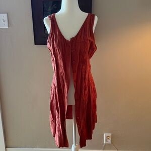 Rust Sleeveless Button-Down Dress